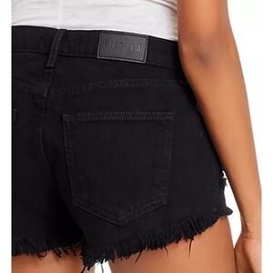 NWT Pistola Gigi Low Rise Cutoff Denim Shorts Black Oxford 25